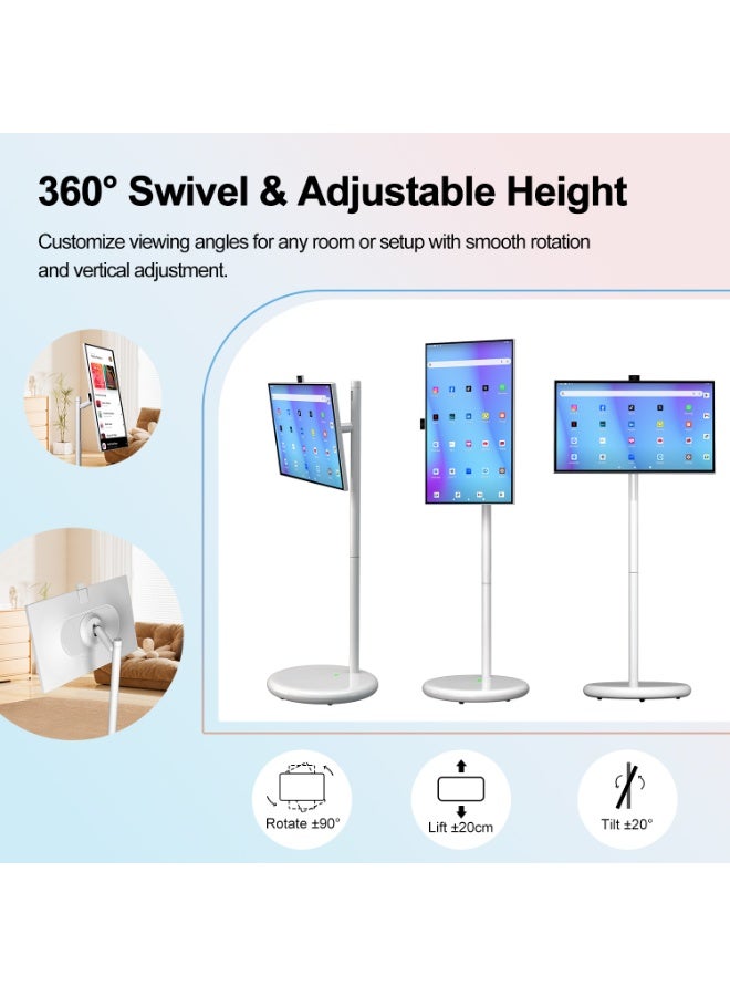 VLH 27 Inch Rolling Smart TV with 1080P Touch Screen, Android 15 OS, MTK 8-core CPU, 6G+128G Storage, 8MP Camera, 4-6H Battery, Rotatable Display for Home/Office/Outdoor, Arabic & Google Play - Image 5